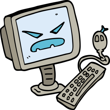 Bir insan tarafından çizilmiş karalama tarzı şeytani bir bilgisayar.