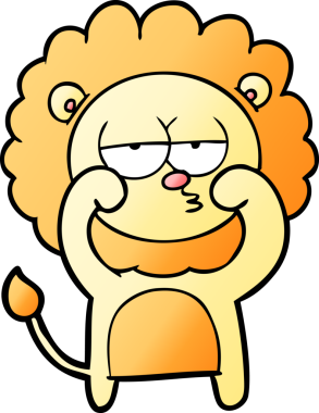 Bir insan tarafından çizilmiş canı sıkkın bir aslan.