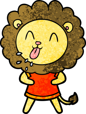 Bir insan tarafından çizilmiş mutlu çizgi film aslanı.