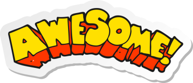 Bir insan tarafından çizilmiş harika bir çizgi film sözcüğünün çıkartması.