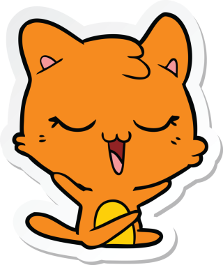 Bir insan tarafından çizilmiş çizgi film kedisinin çıkartması.