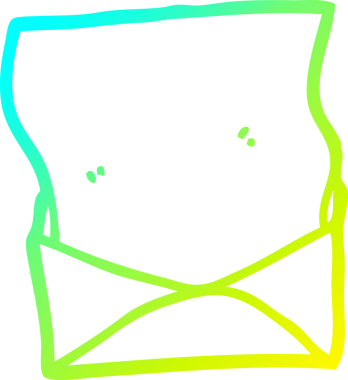 Bir insan tarafından çizilmiş bir karikatür harfi ve zarfın soğuk gradyan çizimi