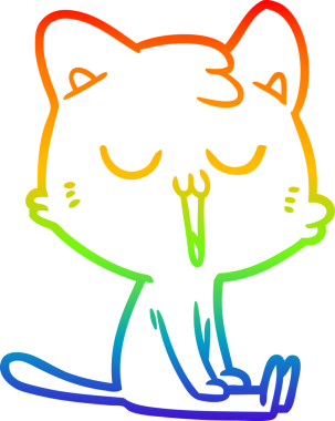 gökkuşağı gradyan çizgi çizimi bir insan tarafından çizilmiş bir çizgi film kedisi