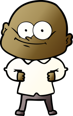 Bir insan tarafından çizilmiş kel bir adam.