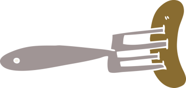 Bir insan tarafından çizilmiş çatalla çizilmiş sosis.