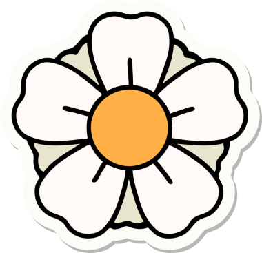 Bir insan tarafından çizilmiş geleneksel bir çiçek stiliyle dövme çıkartması.