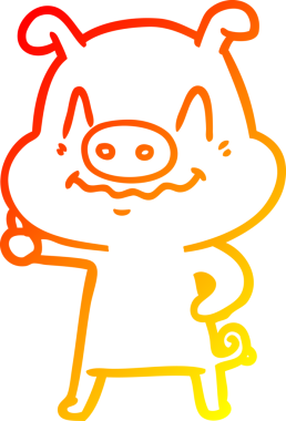 Bir insan tarafından çizilmiş gergin bir domuz çizgi çizimi.