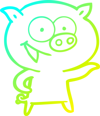 Bir insan tarafından çizilmiş neşeli bir domuz çizgi filmi.