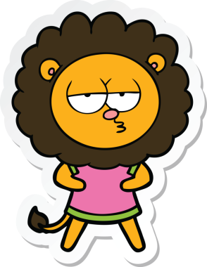 Bir insan tarafından çizilmiş canı sıkkın bir aslanın çıkartması.