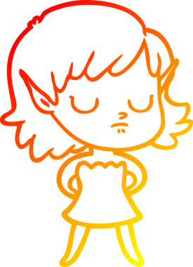 Bir insan tarafından çizilmiş çizgi film karakteri bir elf kızı çizimi