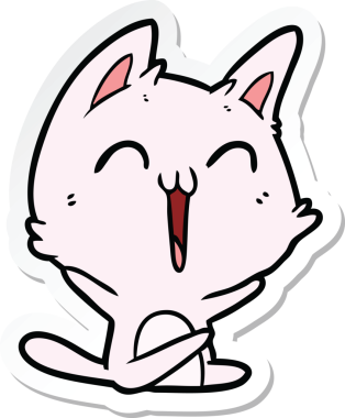 Bir insan tarafından miyavlanan mutlu çizgi film kedisinin çıkartması.