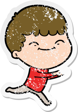 Bir insan tarafından çizilmiş mutlu bir çocuğun sıkıntılı çıkartması.