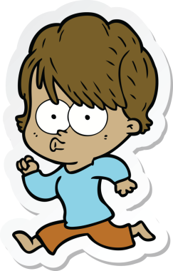 Bir insan tarafından çizilmiş bir karikatür kadının çıkartması.