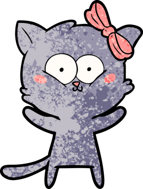 Bir insan tarafından çizilmiş çizgi film kedisi.