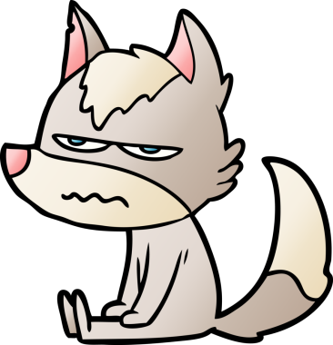 Bir insan tarafından çizilmiş rahatsız kurt çizgi filmi.