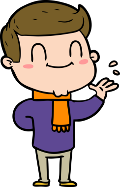 Bir insan tarafından çizilmiş çizgi film dostu bir adam.