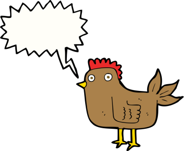 Bir insan tarafından çizilmiş konuşma baloncuğu olan çizgi film tavuğu