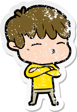 Bir insan tarafından çizilmiş sıkıntılı bir karikatür çıkartması.