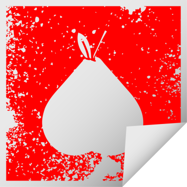 Bir insan tarafından çizilmiş yeşil bir armutun kare soyulmuş çıkartması.