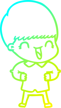 Bir insan tarafından çizilmiş mutlu çizgi film çocuğu çizimi.