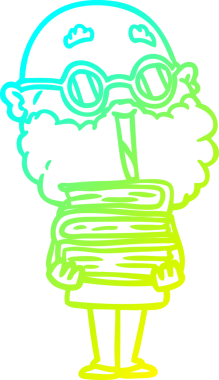 Bir insan tarafından çizilmiş sakallı neşeli bir çizgi film çizimi.