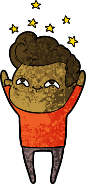 Bir insan tarafından çizilmiş heyecanlı bir çizgi film.