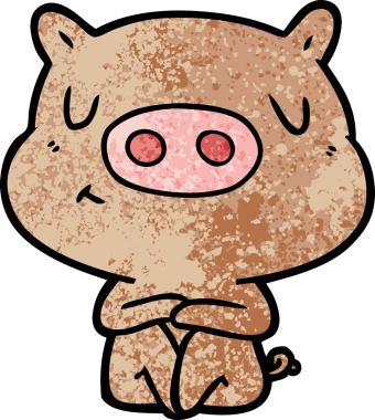 Bir insan tarafından çizilen çizgi film içerikli domuz meditasyonu