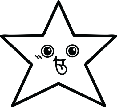 Bir insan tarafından çizilmiş yıldız balığının çizgi çizimi