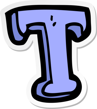 Bir insan tarafından çizilmiş T harfinin çıkartması.