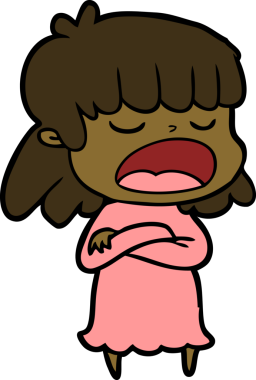 Çizgi filmdeki kadın bir insan tarafından yüksek sesle çizilmiş.