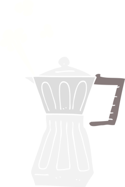 Bir insan tarafından çizilen espresso sobası yapımcısının düz renk çizimi