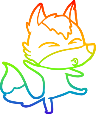 Gökkuşağı gradyan çizgi çizimi bir insan tarafından çizilmiş bir kurt çizgi