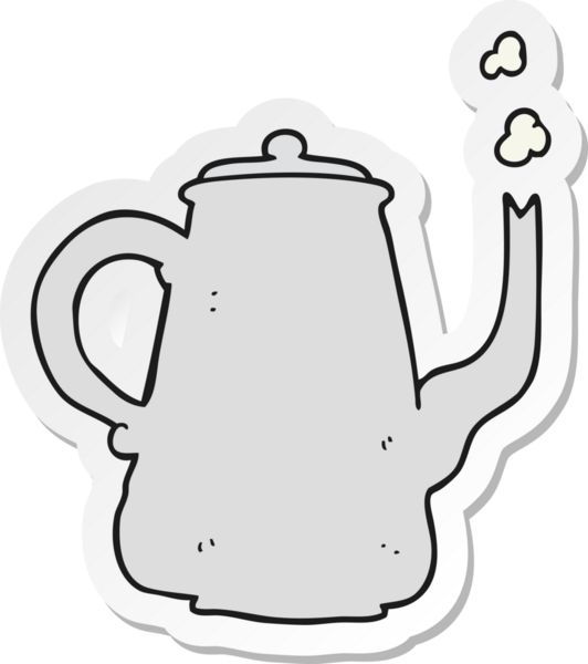 Bir insan tarafından çizilmiş bir kahve makinesinin çıkartması.