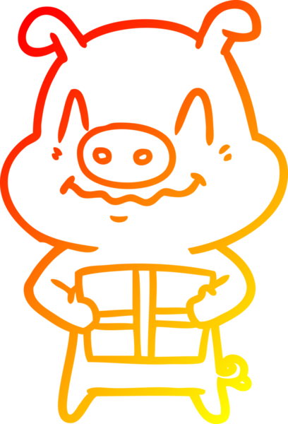 Bir insan tarafından çizilmiş gergin bir domuz çizimi.