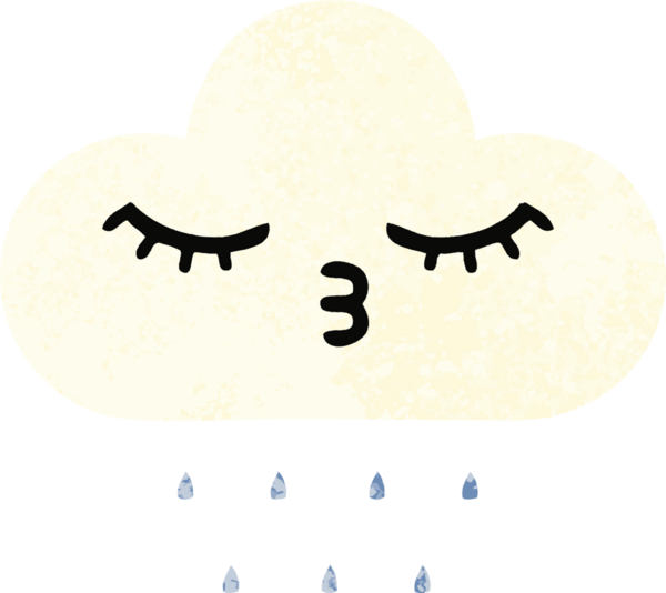 Bir insan tarafından çizilmiş yağmur bulutunun retro çizim tarzı karikatürü