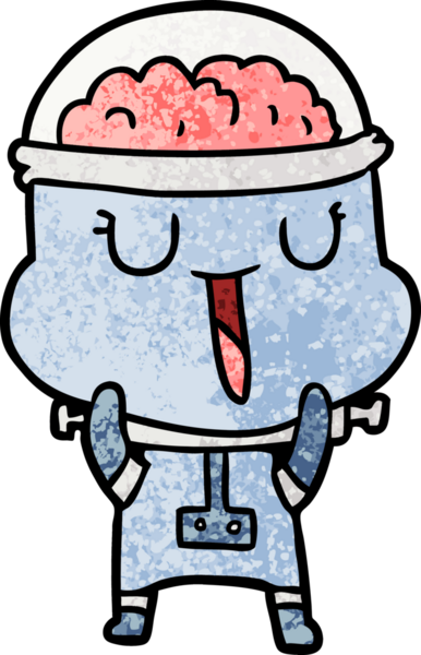 Bir insan tarafından çizilmiş mutlu çizgi film robotu