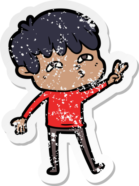 Bir insan tarafından çizilmiş garip bir adamın sıkıntılı çıkartması.