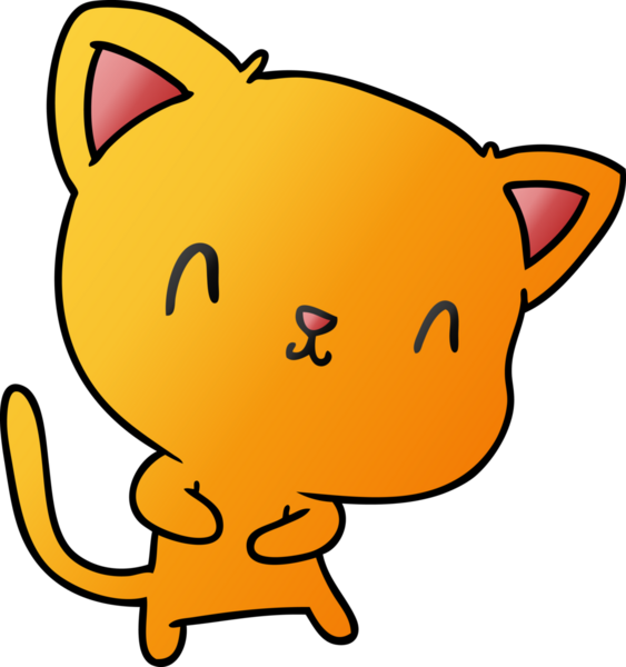 Bir insan tarafından çizilmiş sevimli kawaii kedisinin gradyan çizimi