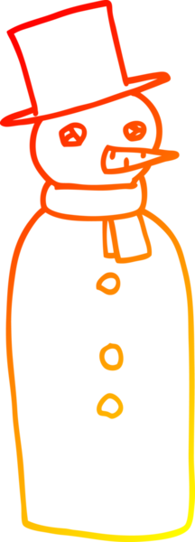 Bir insan tarafından çizilmiş geleneksel bir kardan adamın sıcak çizgi çizimi