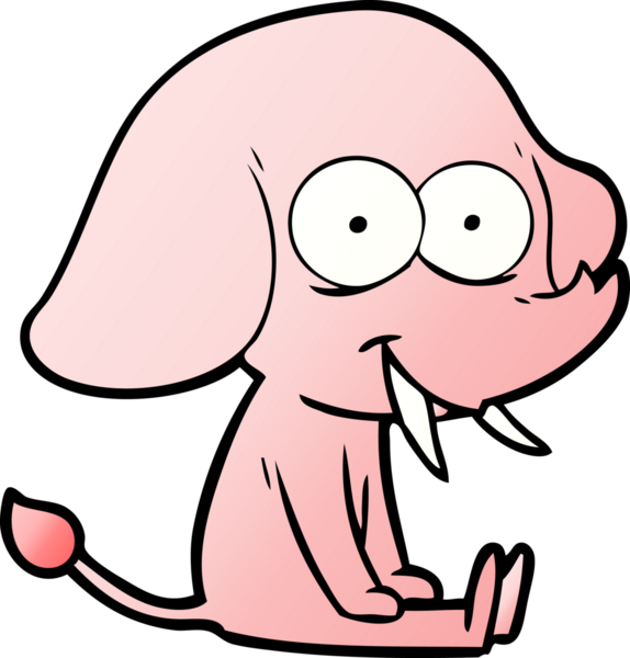 Bir insan tarafından çizilmiş mutlu bir fil.