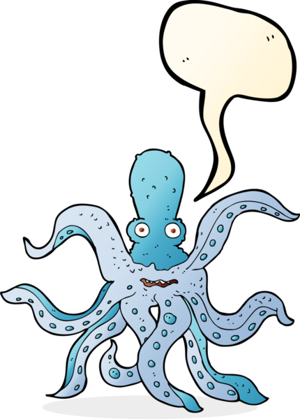 bir insan tarafından çizilmiş dev ahtapot çizgi filmi.