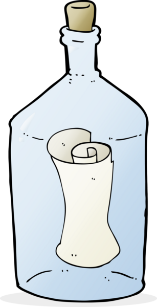 Şişede bir insan tarafından çizilmiş karikatür mektubu.