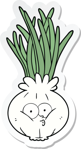 Bir insan tarafından çizilmiş karikatür soğanı çıkartması.