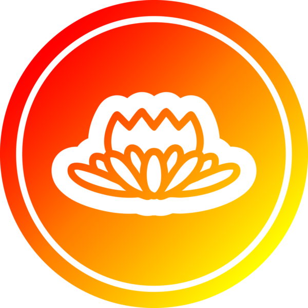 Nilüfer çiçeği dairesel simgesi, sıcak gradyan bir insan tarafından çizilmiş.