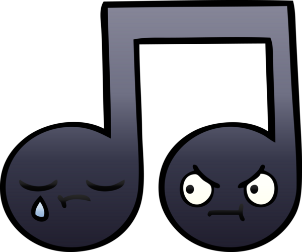 Bir insan tarafından çizilmiş bir notanın gölgelenmiş karikatürü