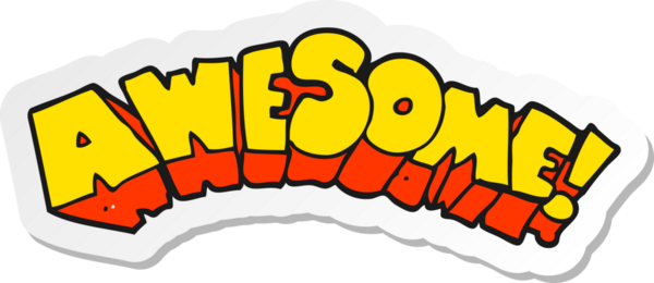 Bir insan tarafından çizilmiş harika bir çizgi film sözcüğünün çıkartması.