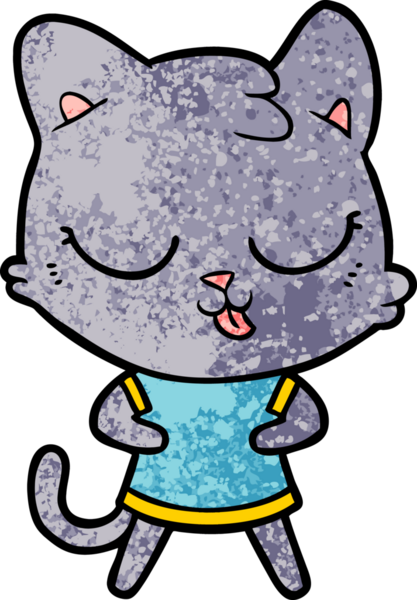 Bir insan tarafından çizilmiş çizgi film kedisi.