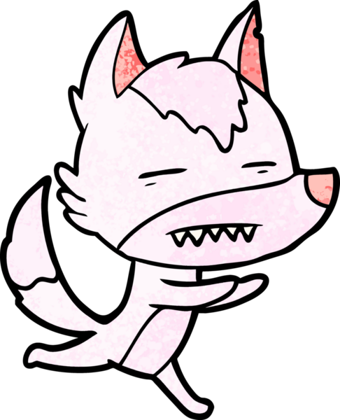 Bir insan tarafından çizilen dişleri gösteren bir kurt çizgi filmi.