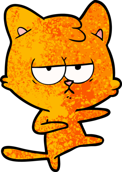 Bir insan tarafından çizilmiş sıkıcı çizgi film kedisi.