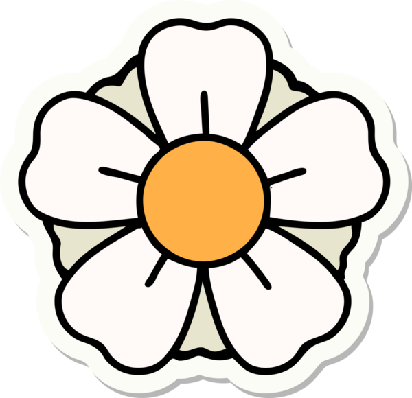 Bir insan tarafından çizilmiş geleneksel bir çiçek stiliyle dövme çıkartması.